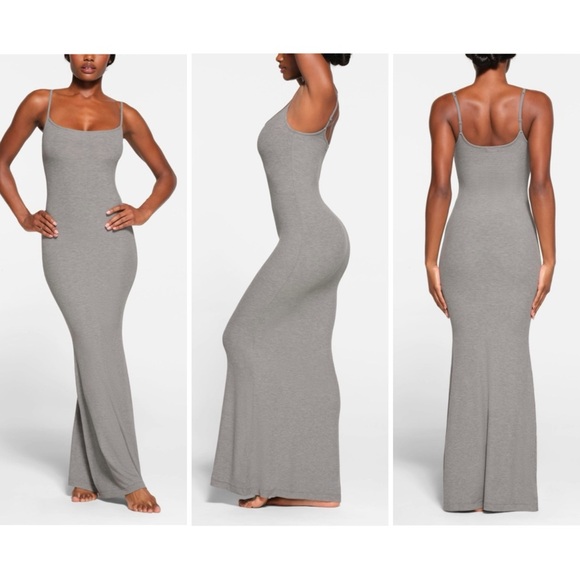 SKIMS Dresses & Skirts - Skims Soft Lounge Heather Grey Long Maxi Slip Dress
